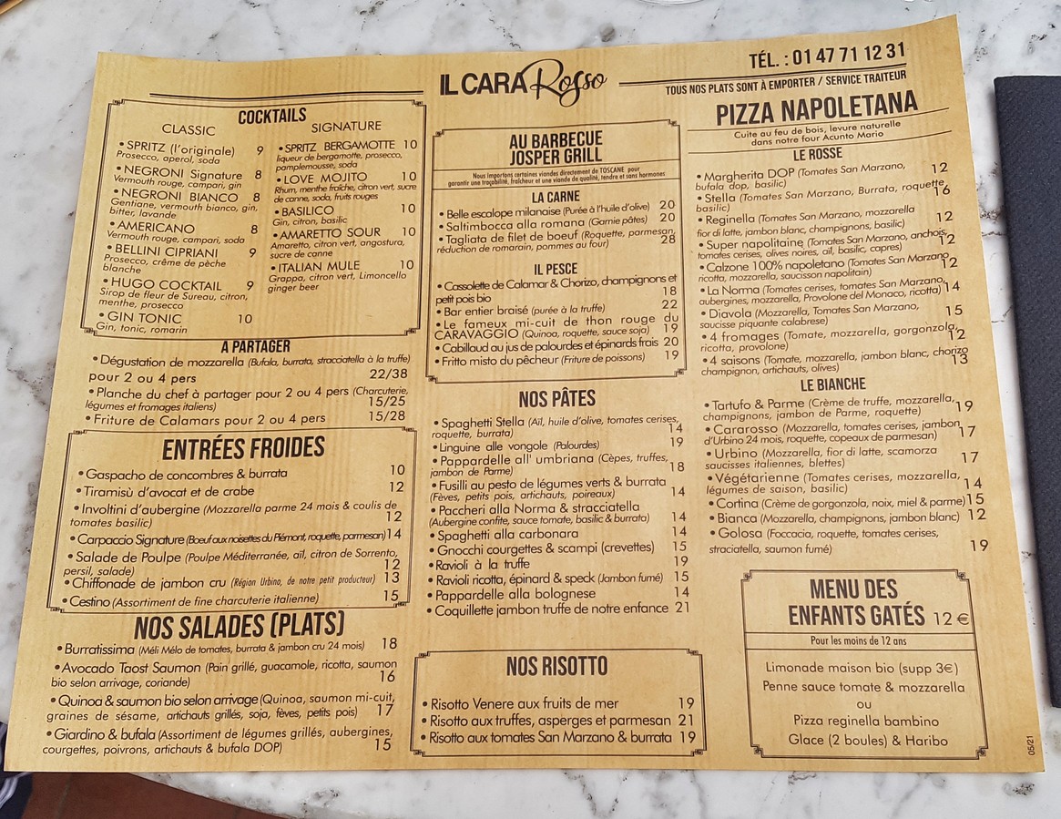 일 카라로쏘 menu 1