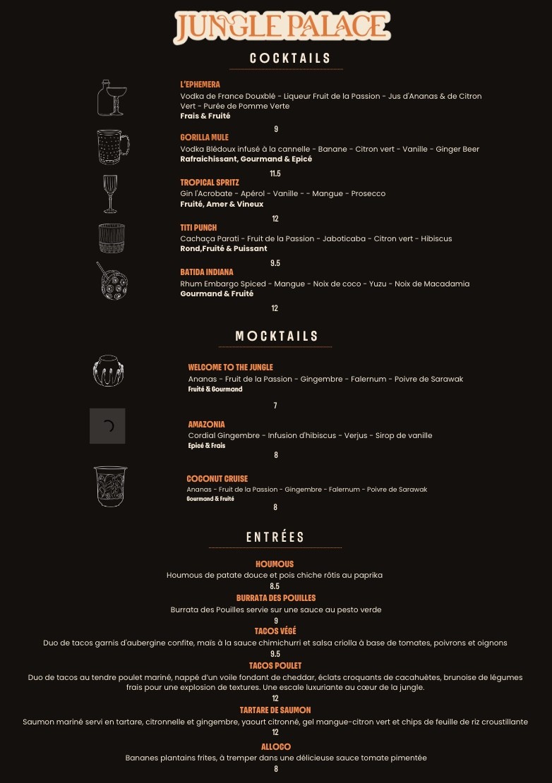 Jungle Palace menu 1
