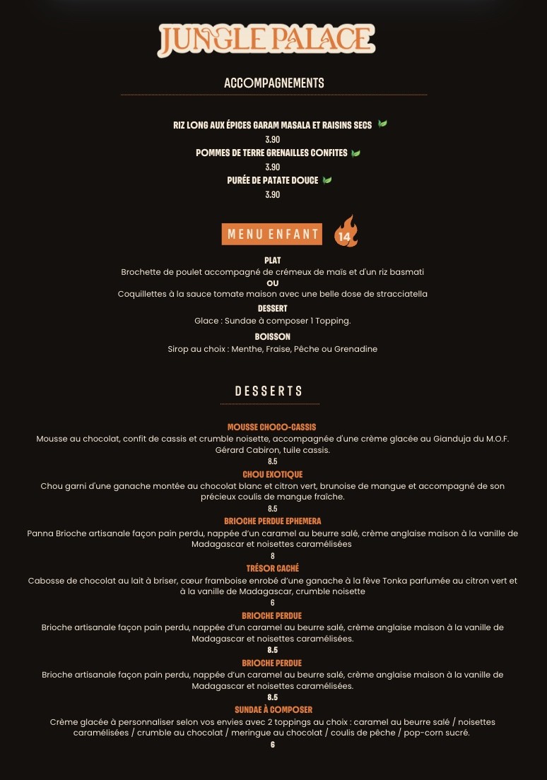 Jungle Palace menu 3