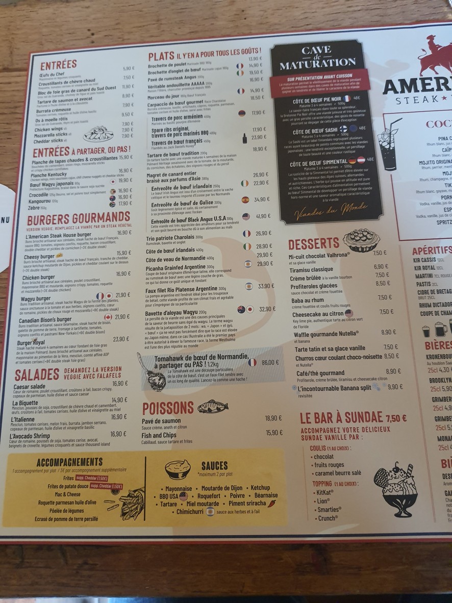 American Steak House Gonesse menu 2