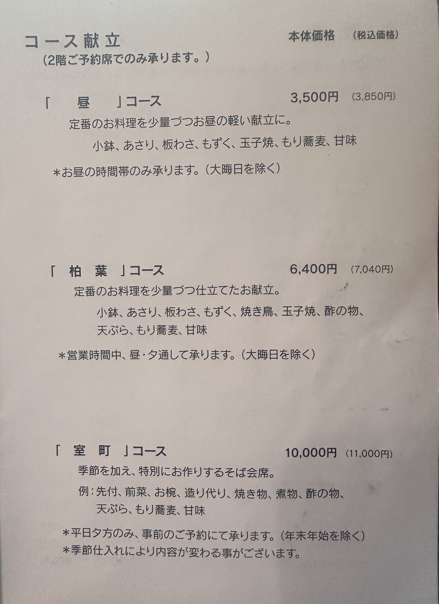 Muromachi Sunaba menu 1