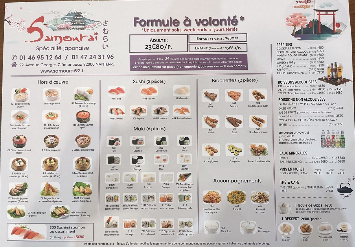 Samurái menu 1
