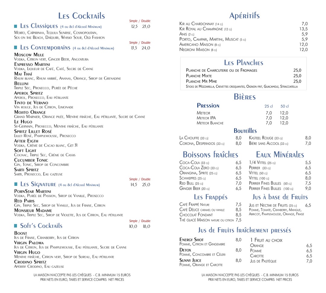 MONSIEUR MADAME - BRASSERIE RESTAURANT menu 3