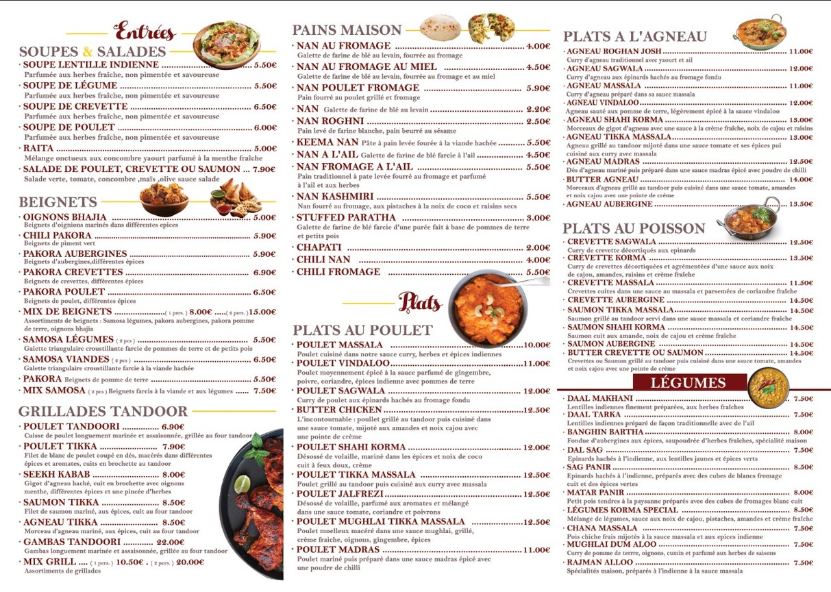 Zar Raj menu 2
