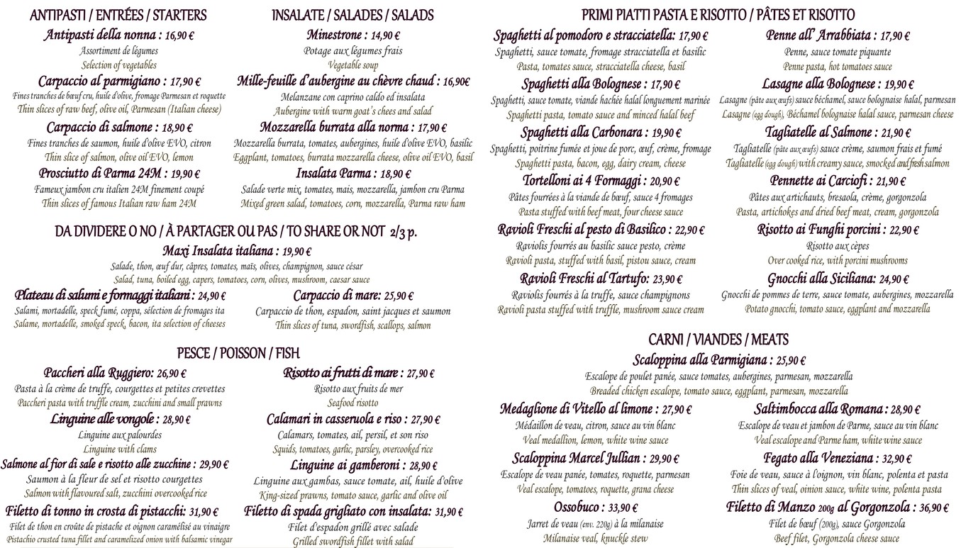 Auberge de Venise Montparnasse - Dingo American Bar et Restaurant menu 2
