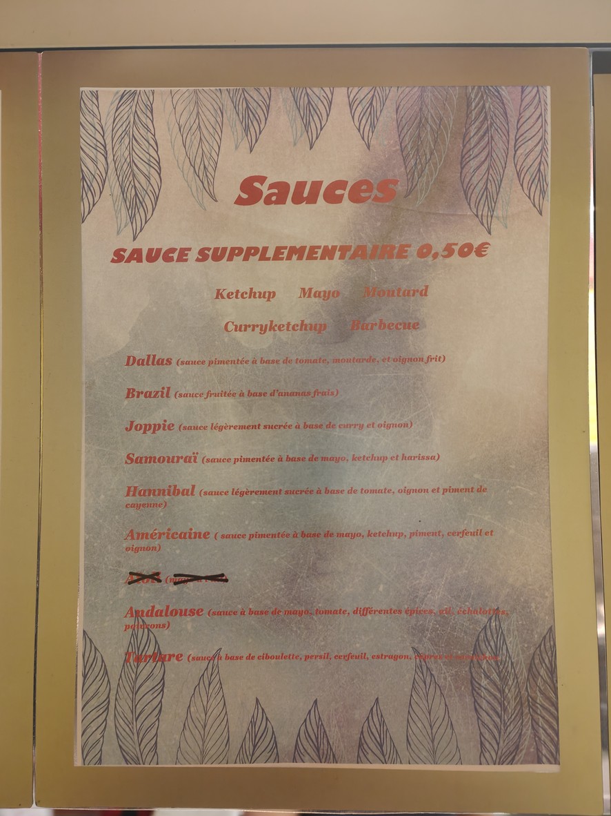 Van April l'Atelier des Frites menu 2