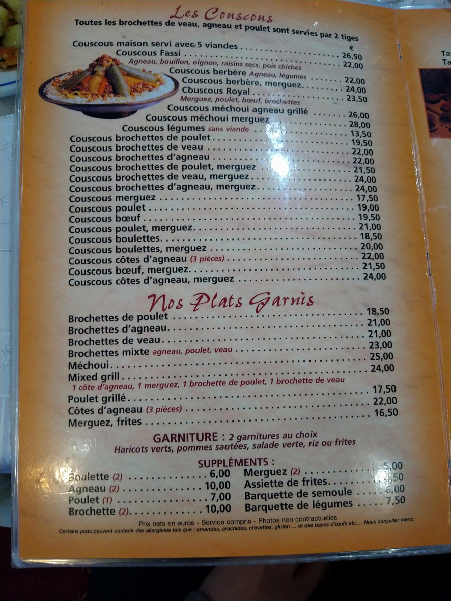 Palais de Souss menu 2