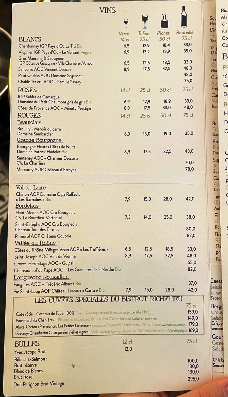 Bistrot Richelieu menu 5