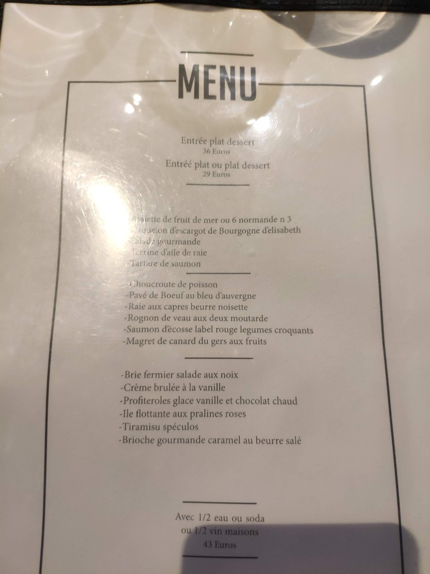 El Charentonneau menu 1