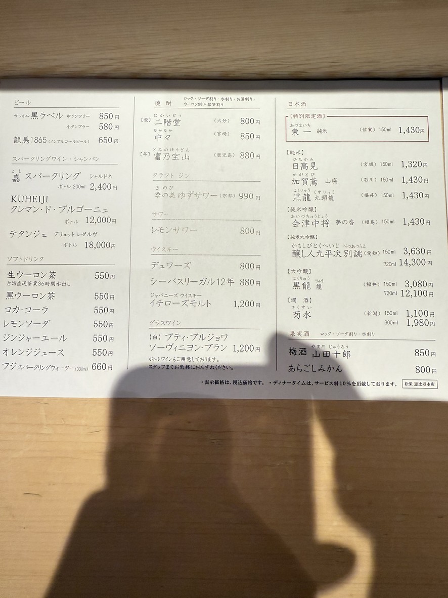 Matsue Sushi - Tienda principal de Ebisu menu 2