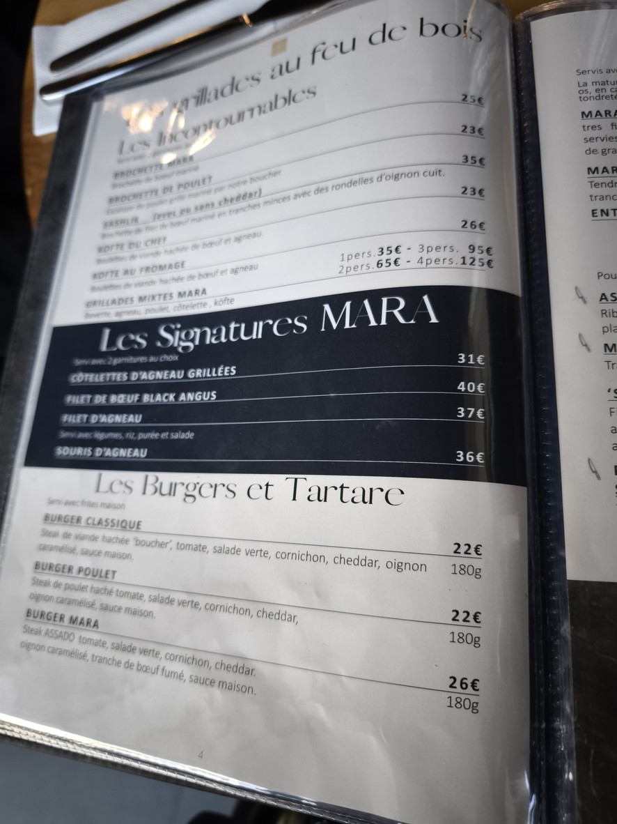 Mara Steakhouse menu 3