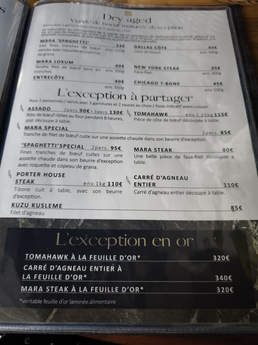 Mara Steakhouse menu 4