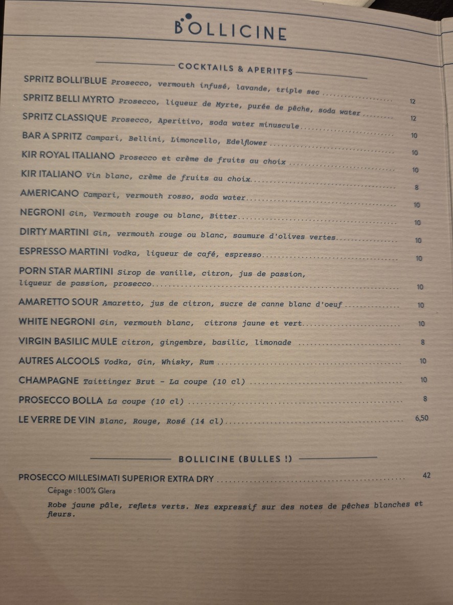 Bollicine menu 1