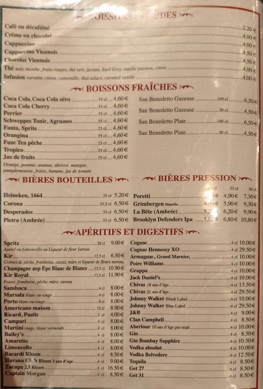 Il Pinocchio menu 5