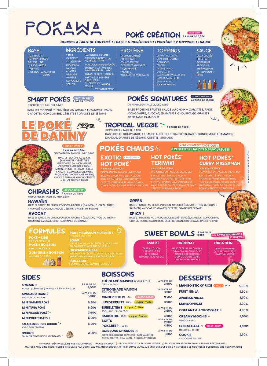 POKAWA Poké bowls menu 1