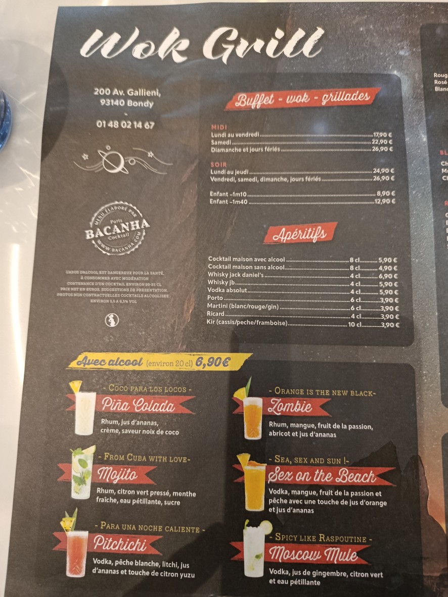 Wok Grill Bondy menu 1