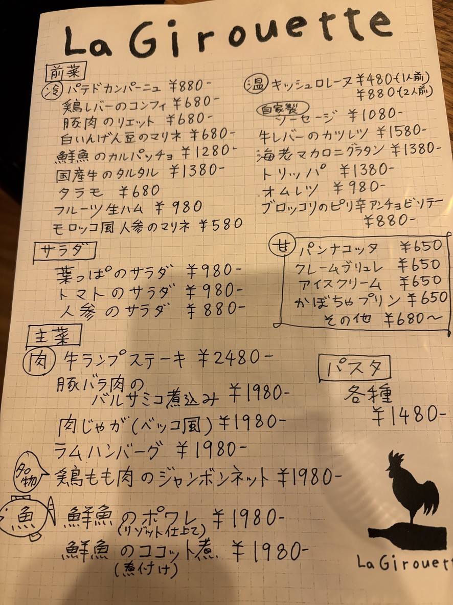 La Girouette menu 1