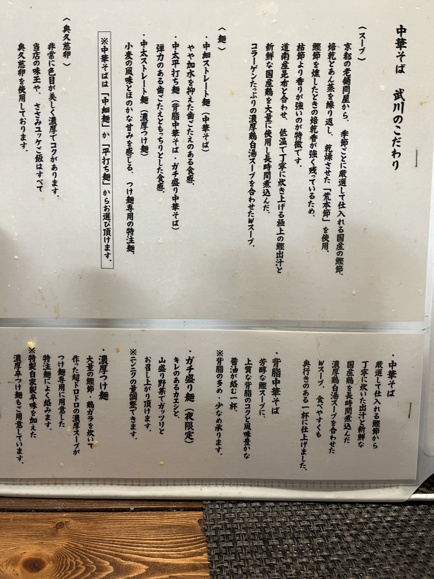 Takekawa menu 1