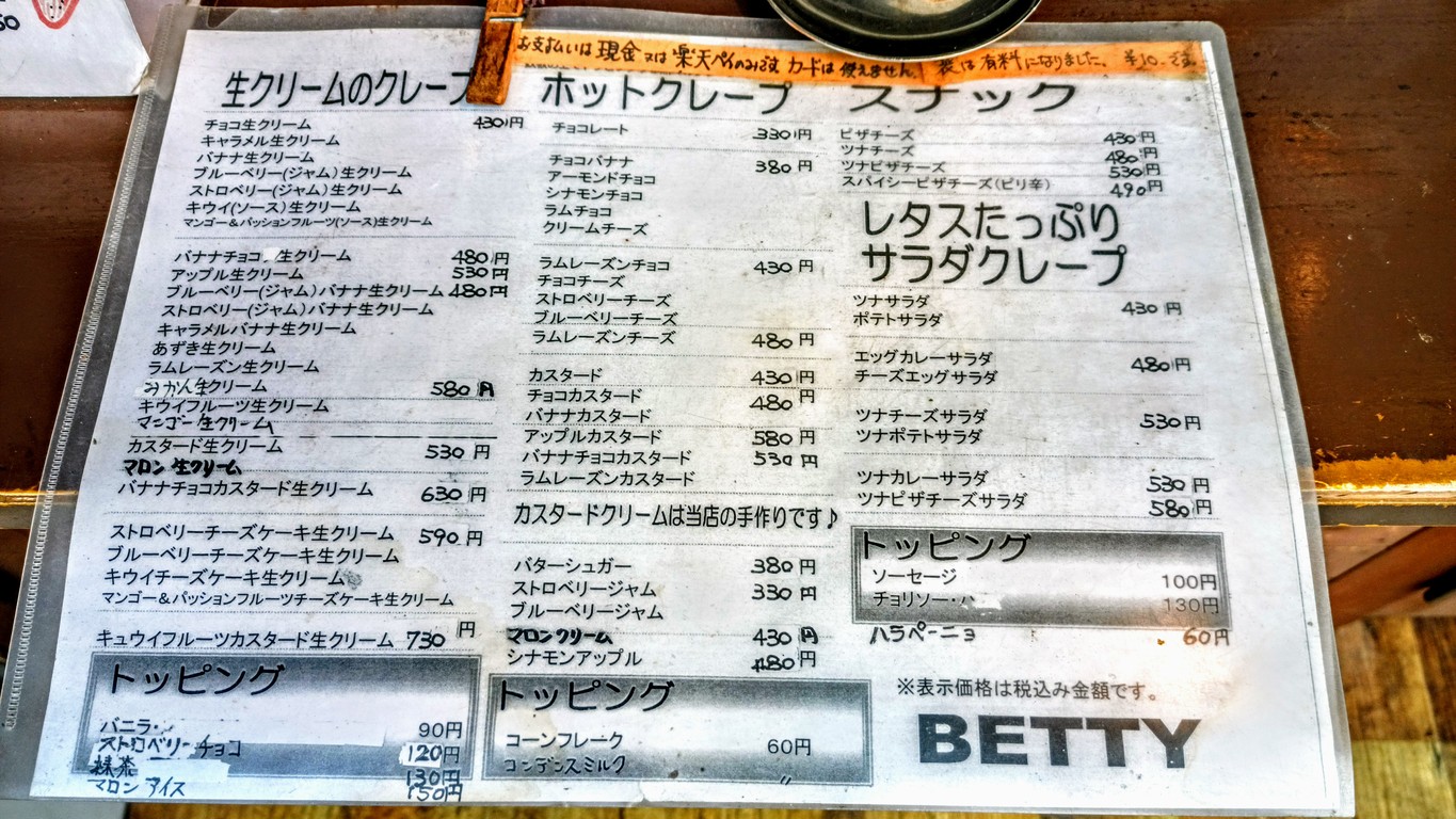 BETTY menu 2