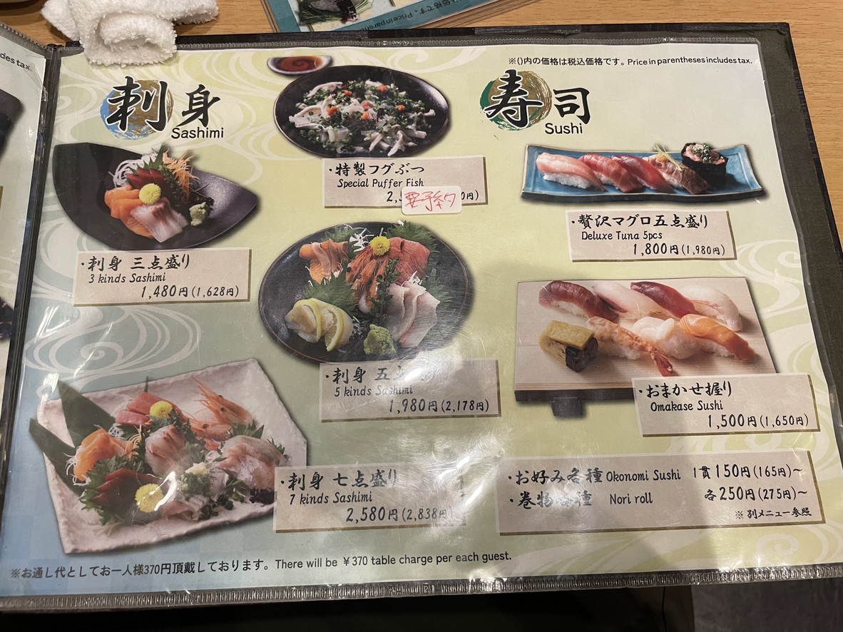 Kikubari Sushi menu 1