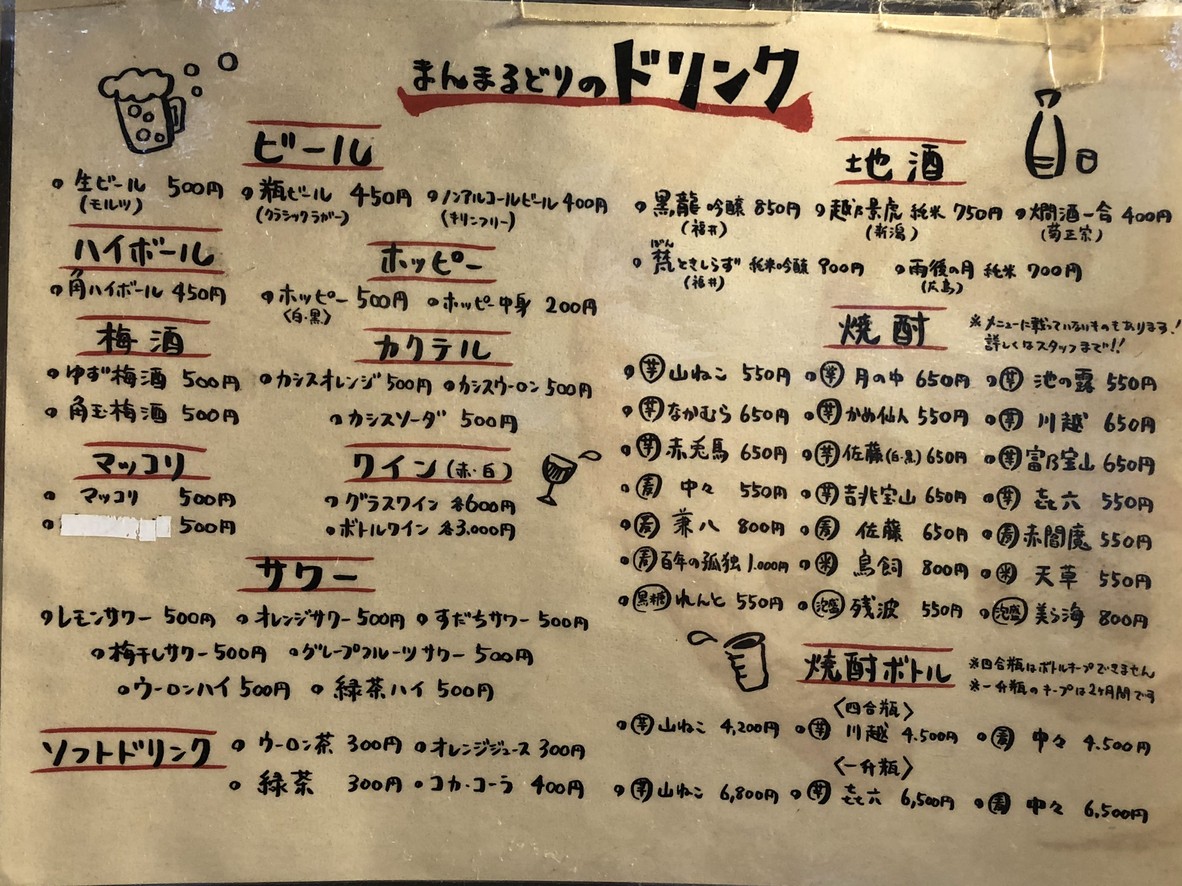 Manmarudori Shibaura Branch menu 1