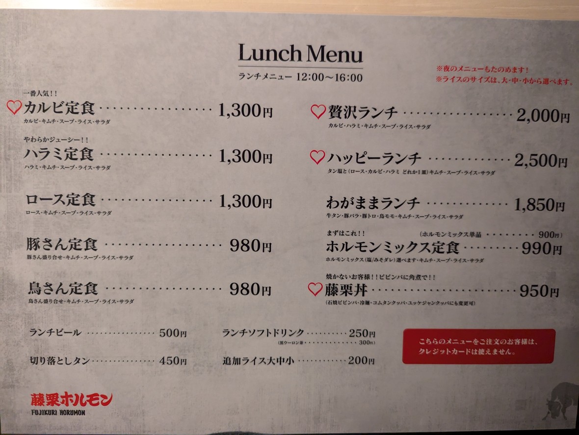 Fujiei Hormones menu 4