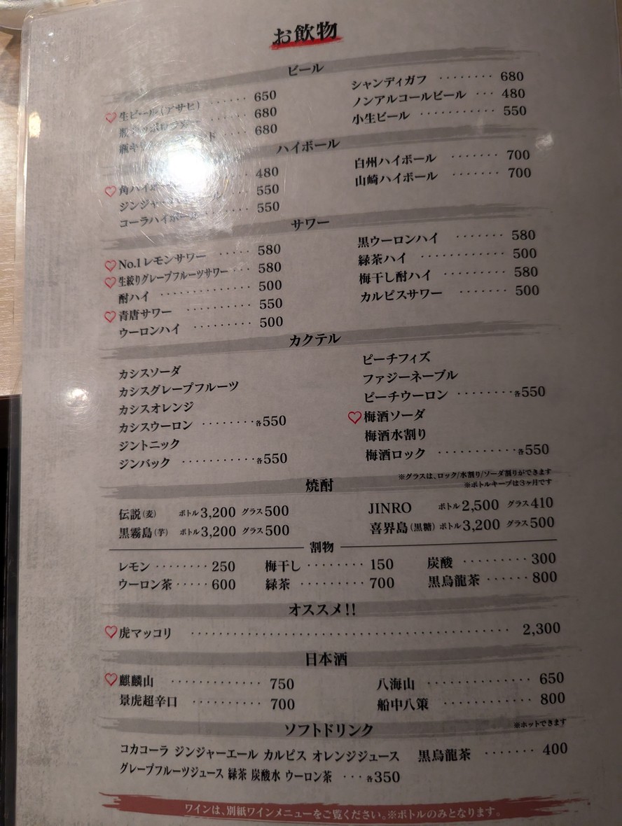 Fujiei Hormones menu 5