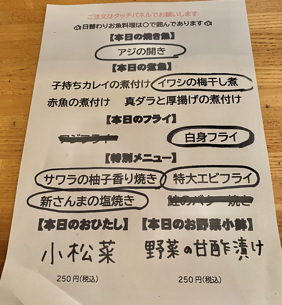 Osakana Shokudo menu 8