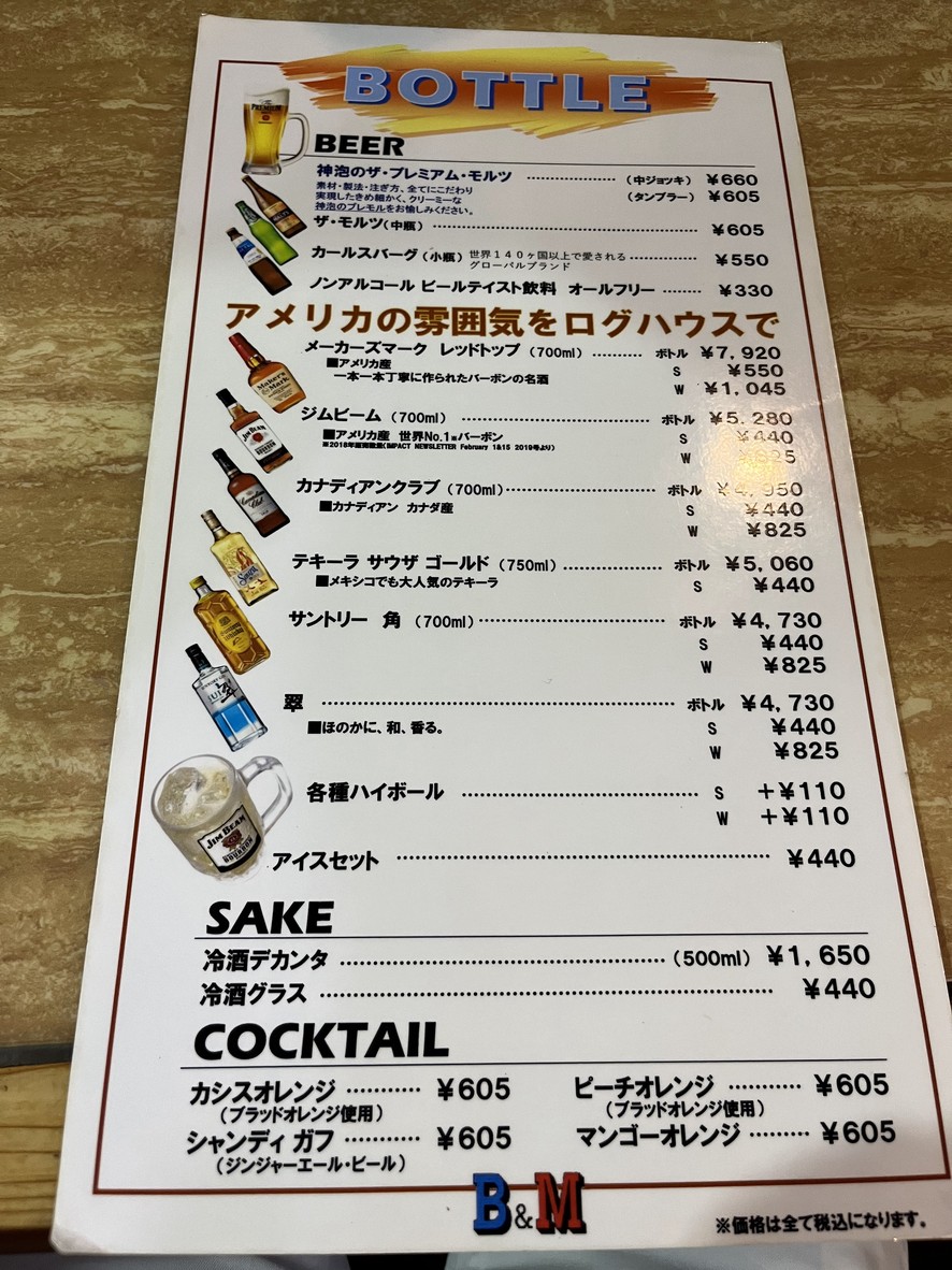 Steak House B&M Togoshi menu 4