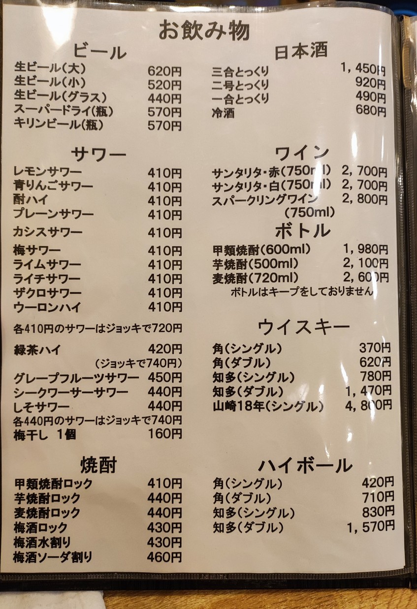 Toriju Higashiguchi menu 2