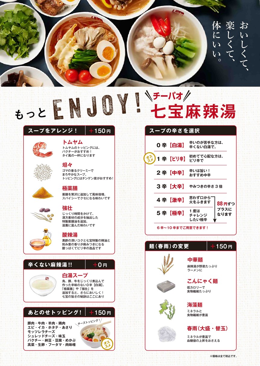 Shīpao Málà Tāng (七宝麻辣湯) Tienda Gakugeidaigaku menu 2