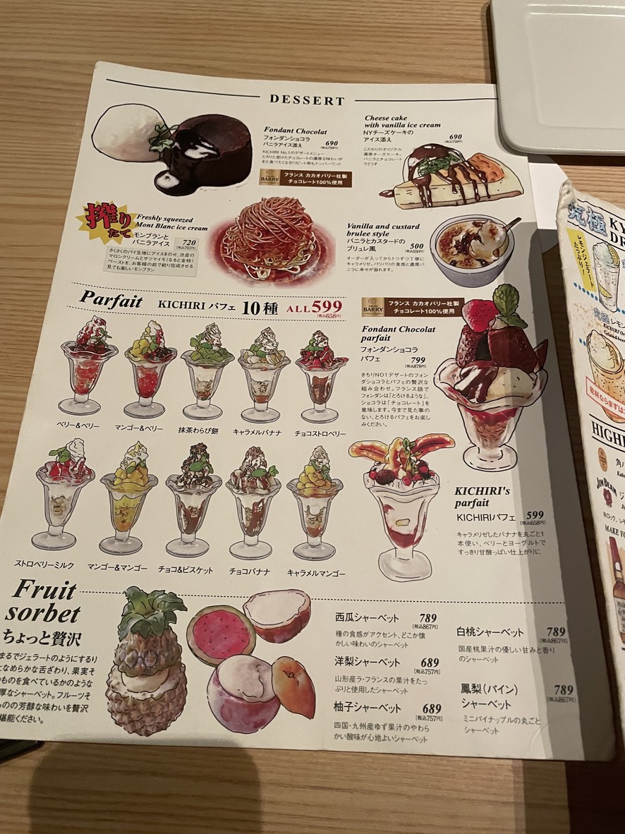 KICHIRI Garden Table Kitasenju menu 4