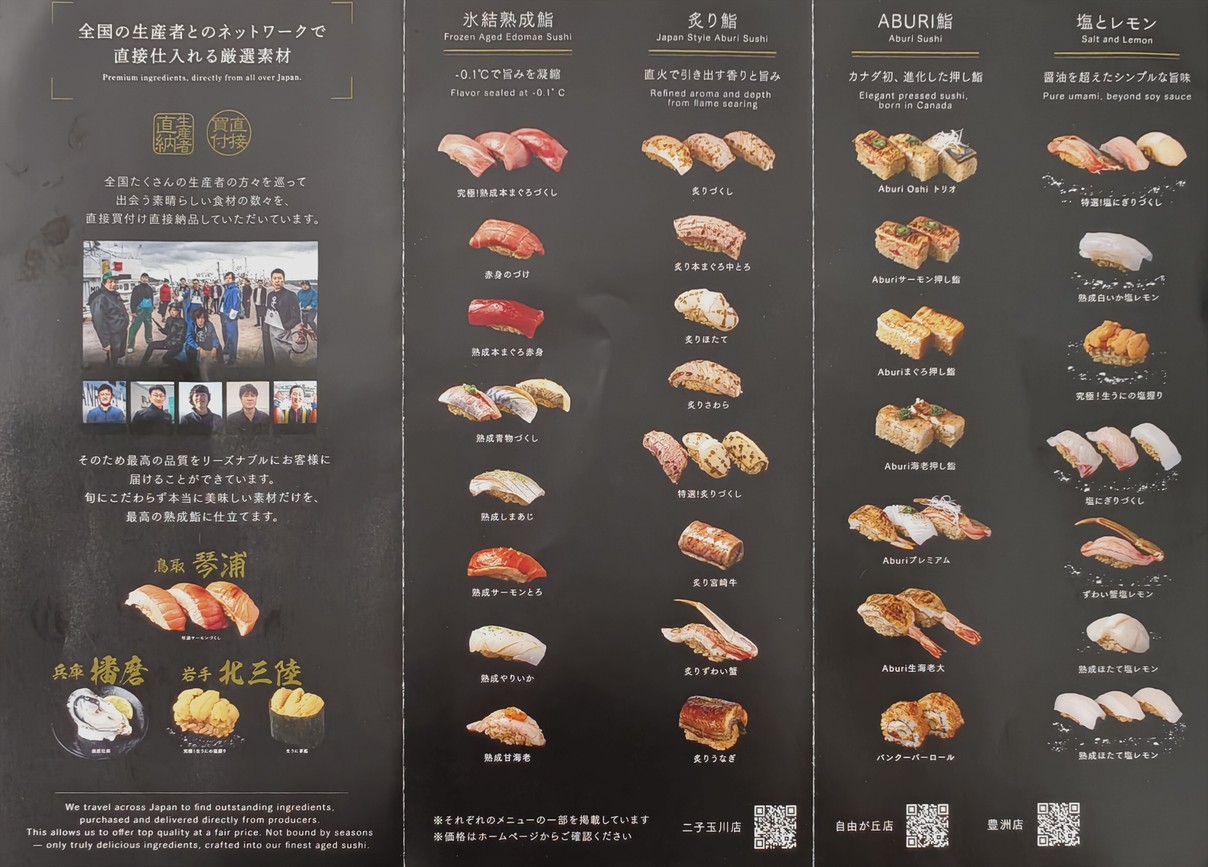 Sushi Aburi TORA -Sushi curado y sushi aburi- Tienda Toyosu menu 2