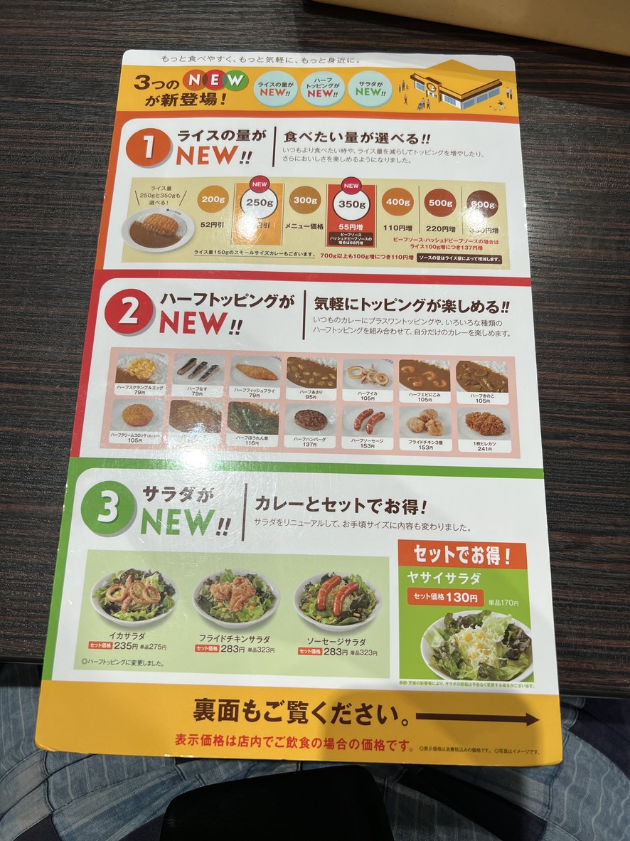 CoCo Ichibanya Yorkmart Shakujii menu 6