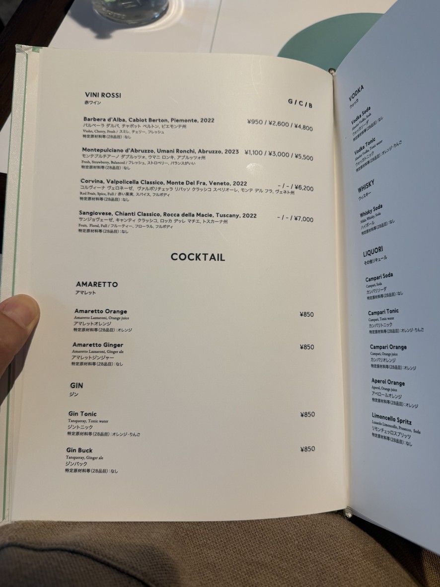 Lina Stores Omotesando menu 6