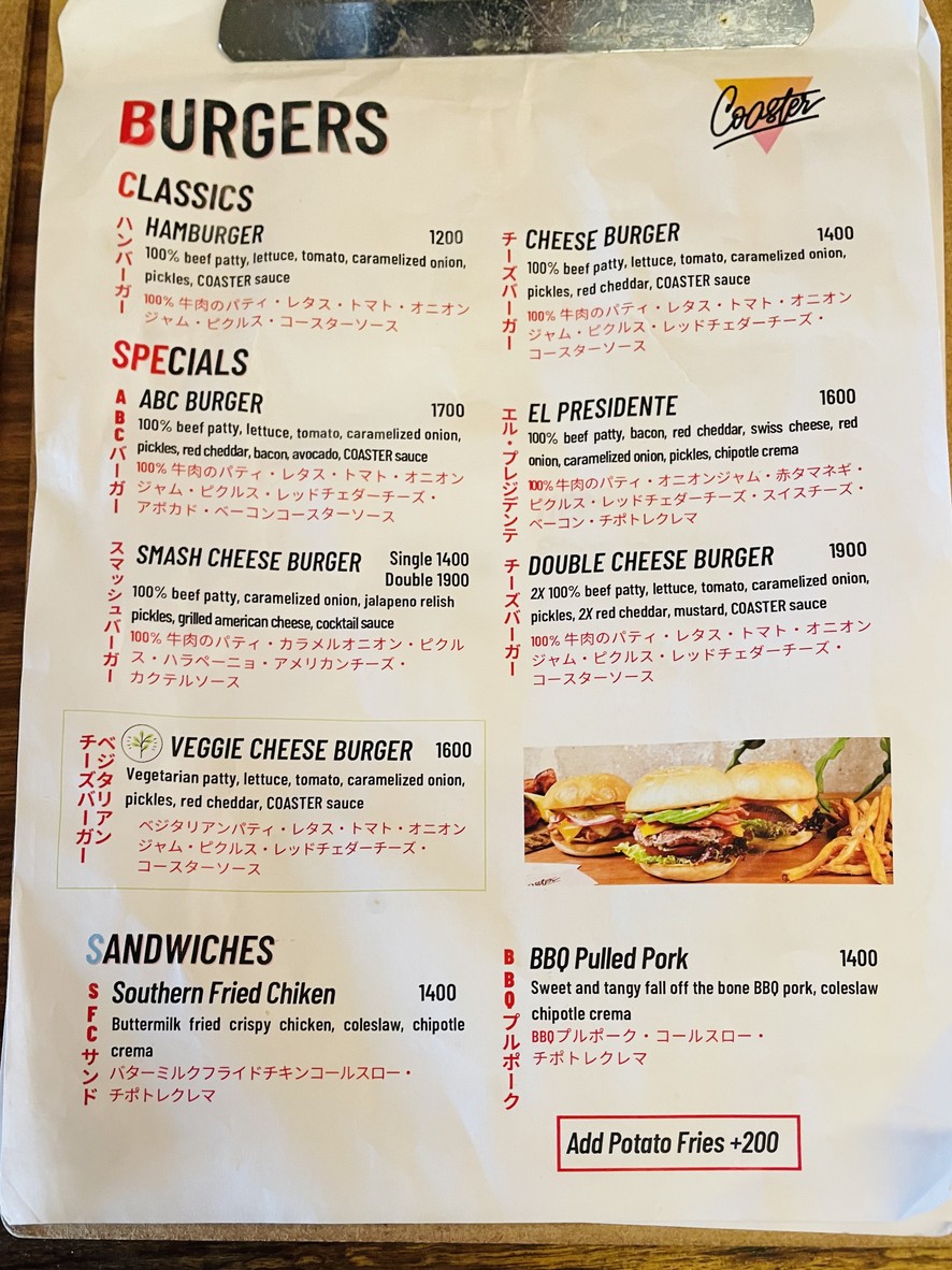 Coaster Craft Beer & Kitchen menu 1