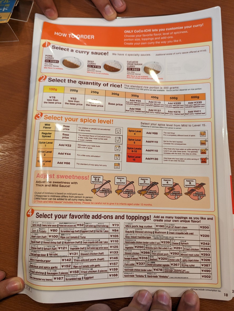 CoCo Ichibanya Minato-ku Mita menu 1
