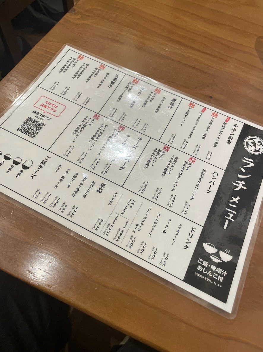 Teketeke Shinagawaguranpasajuten menu 1