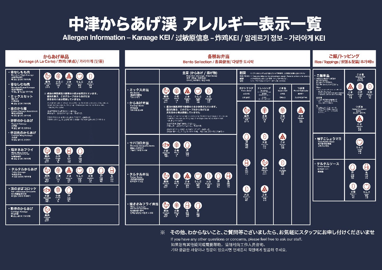 Nakatsu Karaage Kei menu 1