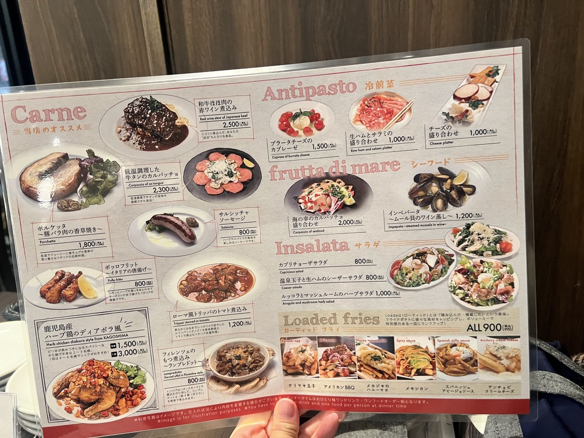 Italian BAR KIMURAYA Shinagawa menu 1
