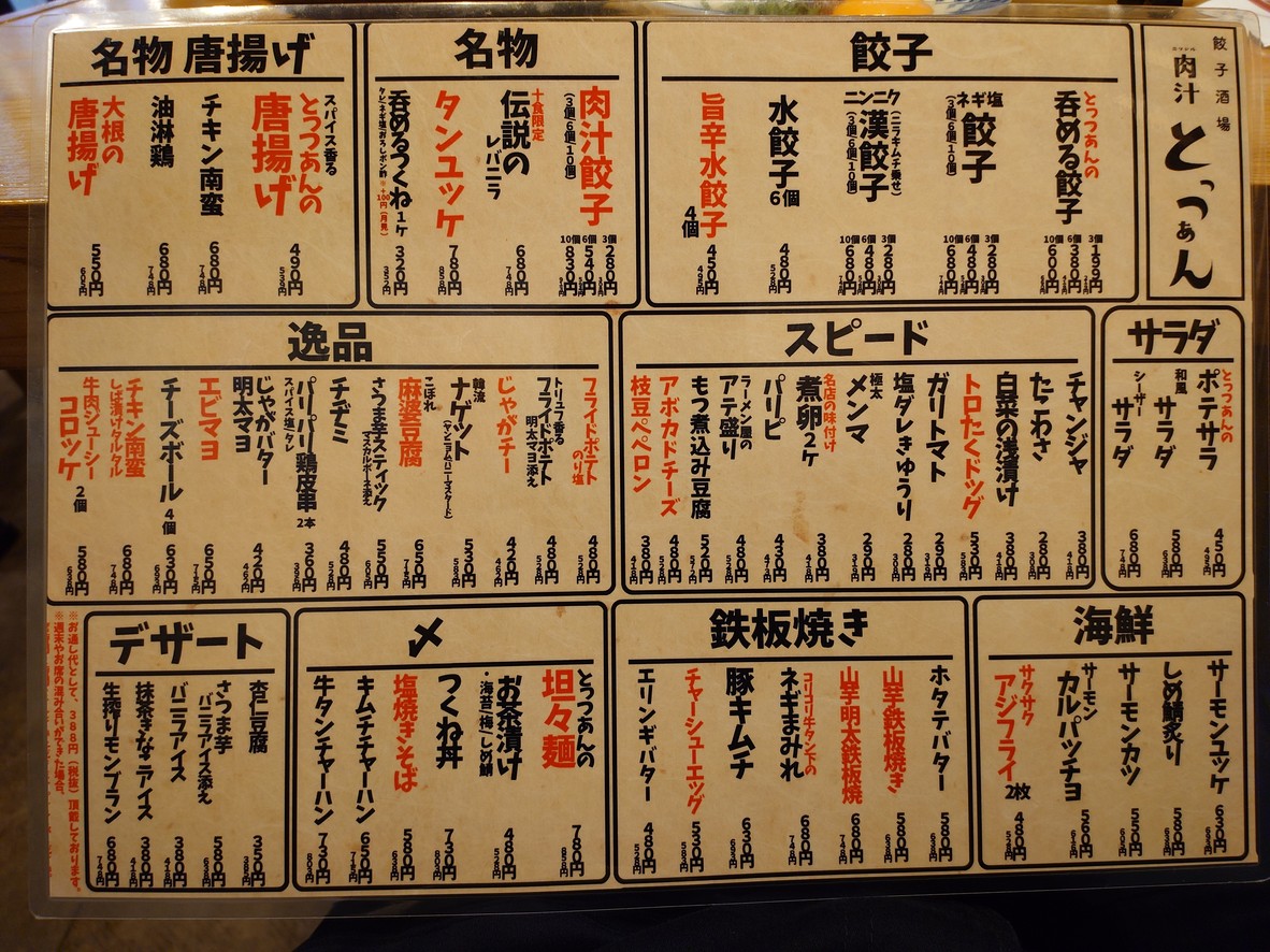 Gyoza de carne "Totsuan" menu 4