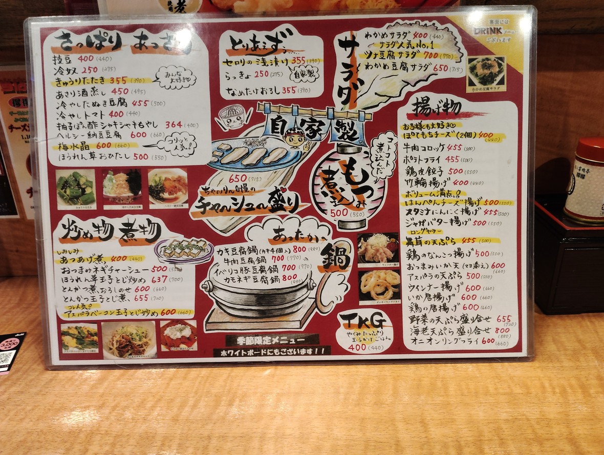 Tokutokuudonitabashinishidaiten menu 3