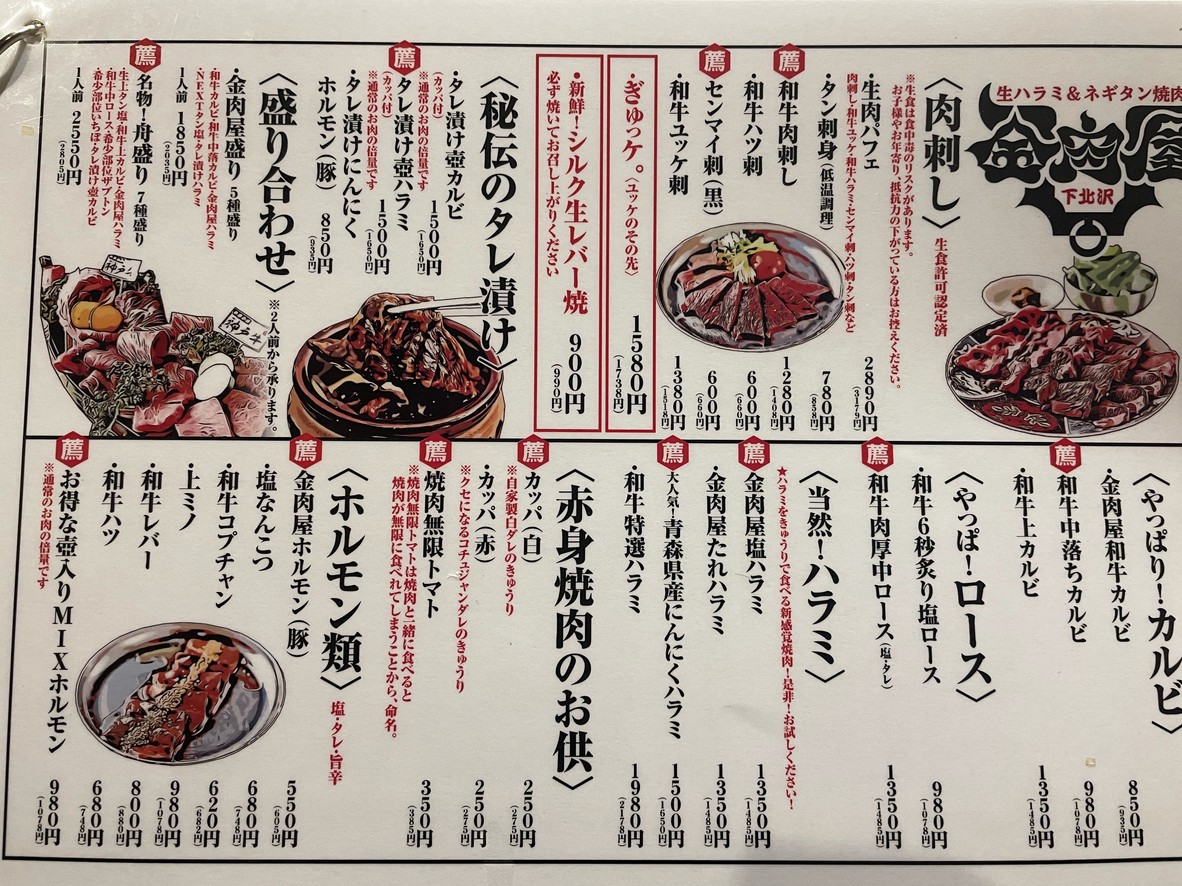 KINNIKUYA Shimokitazawa menu 2