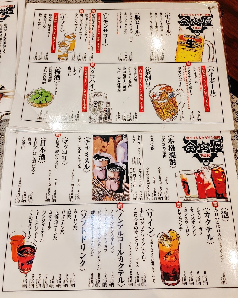KINNIKUYA Shimokitazawa menu 4