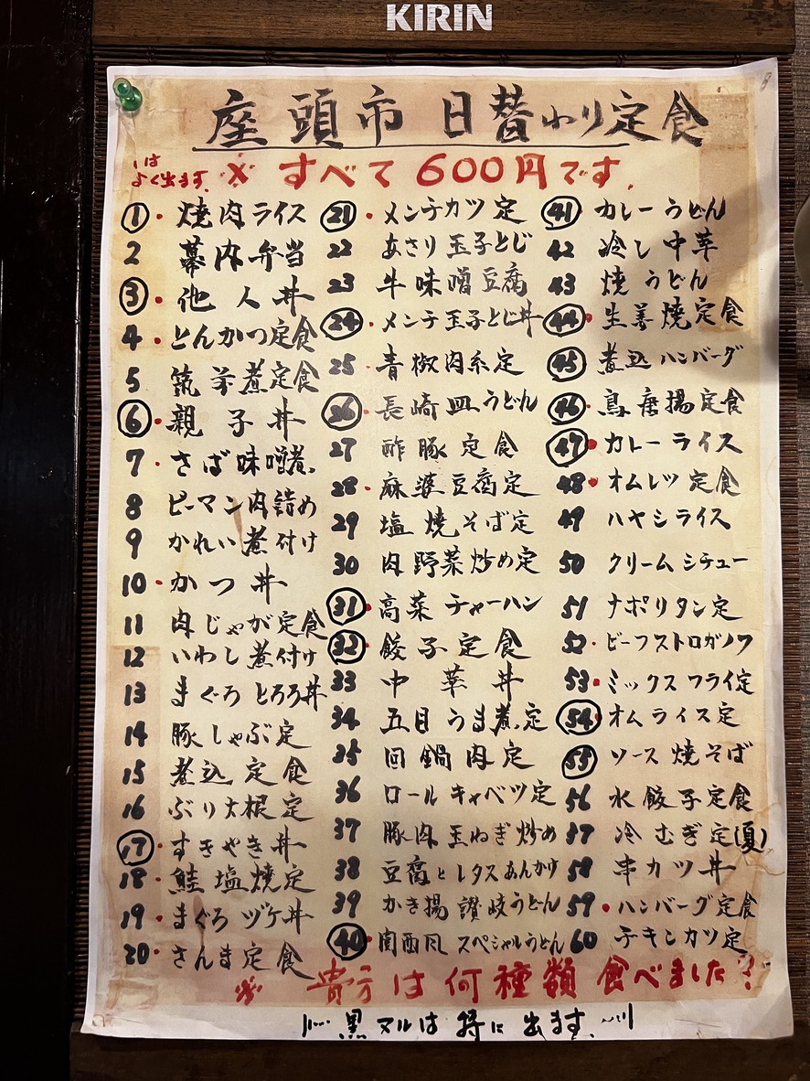 Zatoichi menu 1