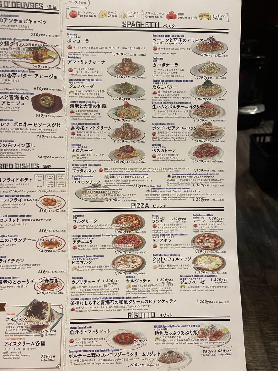 Wine Dining Inaseya Mare Wakabayashi menu 2