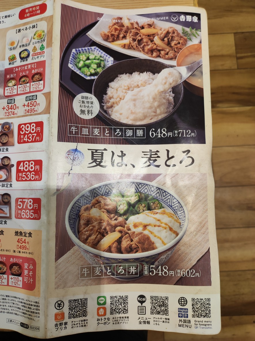 Yoshinoya Shin-Okubo Station menu 3