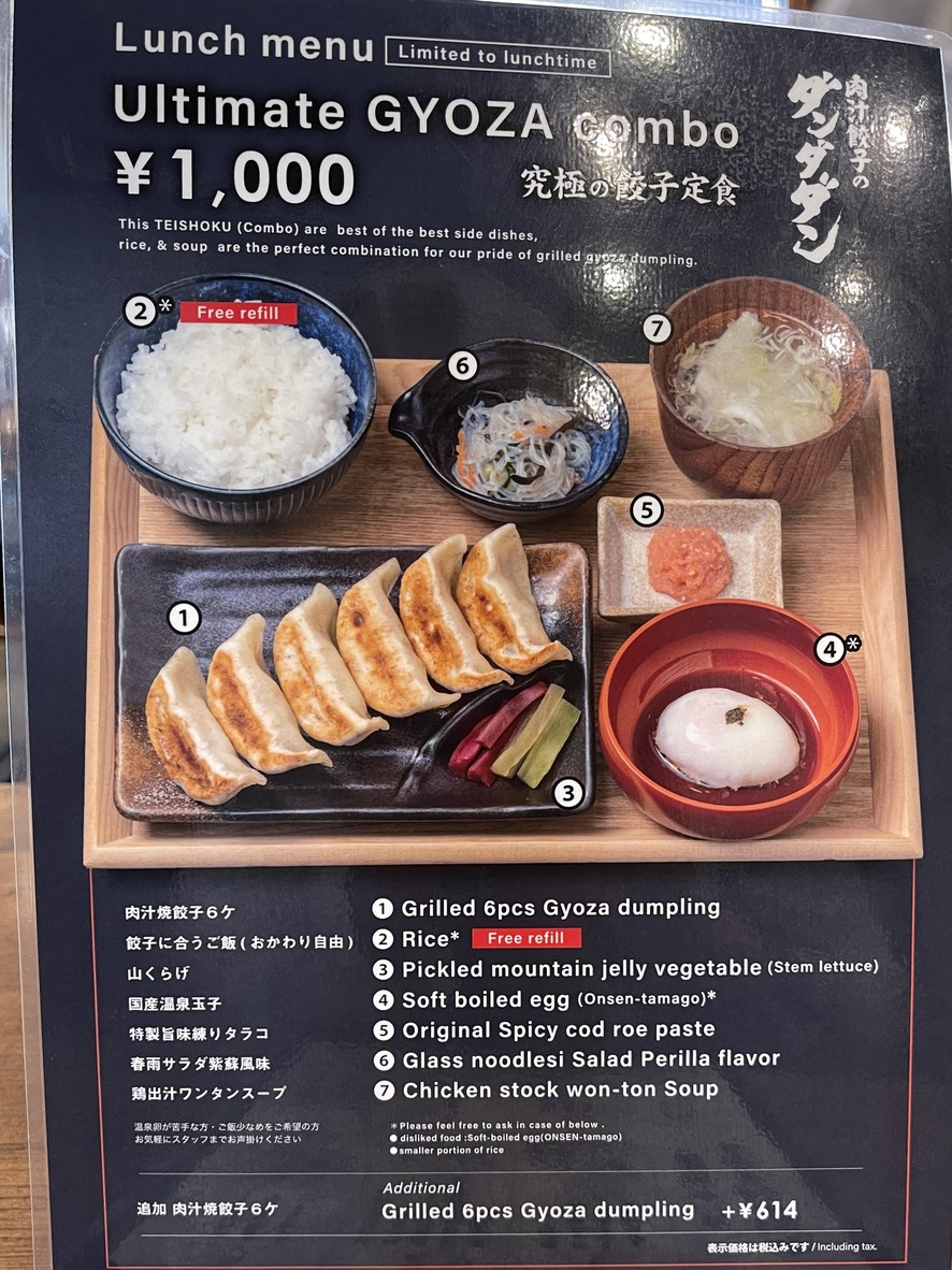 Gyoza de Carne Jugosa Dandadan Sucursal Ushigome Kagurazaka menu 1