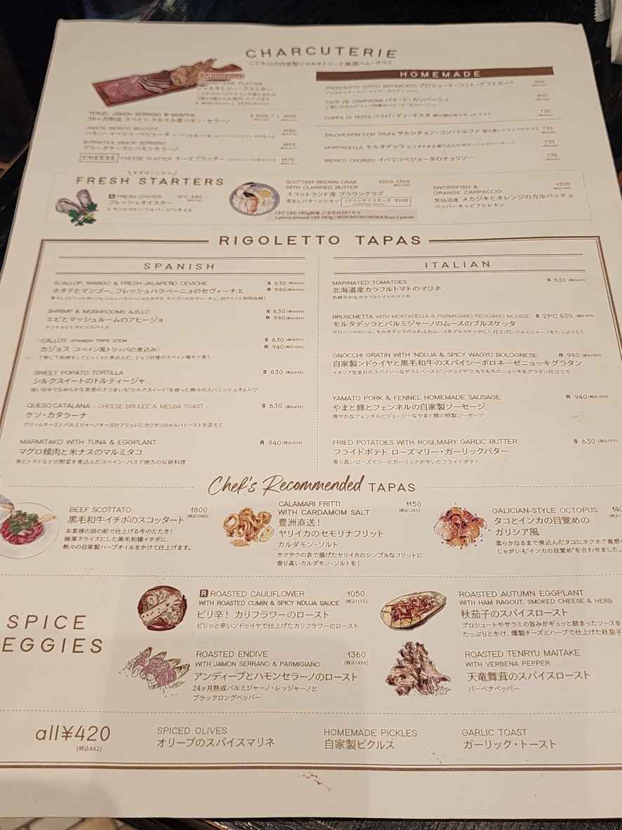 RIGOLETTO spice market menu 1