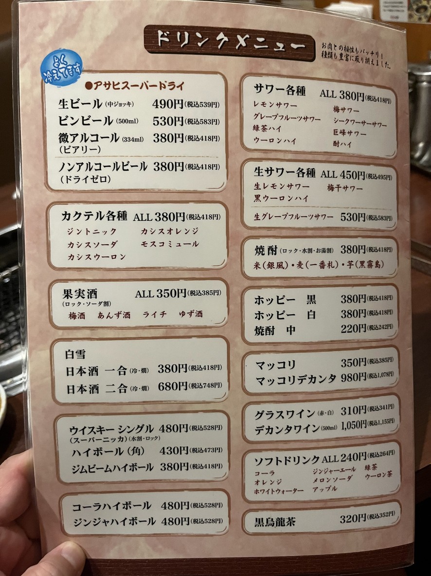 Yakiniku Sanyo menu 5